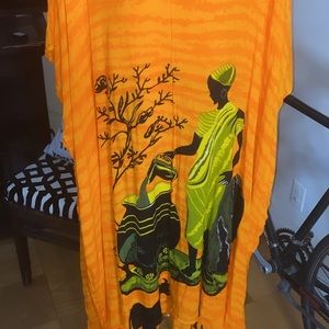 Maxi African Dress Jungle Orange (Fits Plus Size) One Size Fits All Women